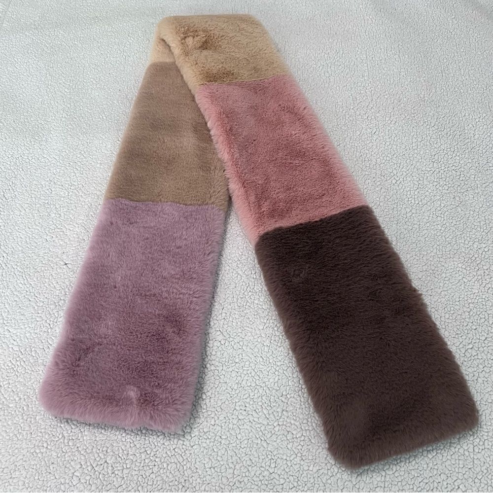 Jocelyn Faux Fur Wide Colorblock Scarf NWT